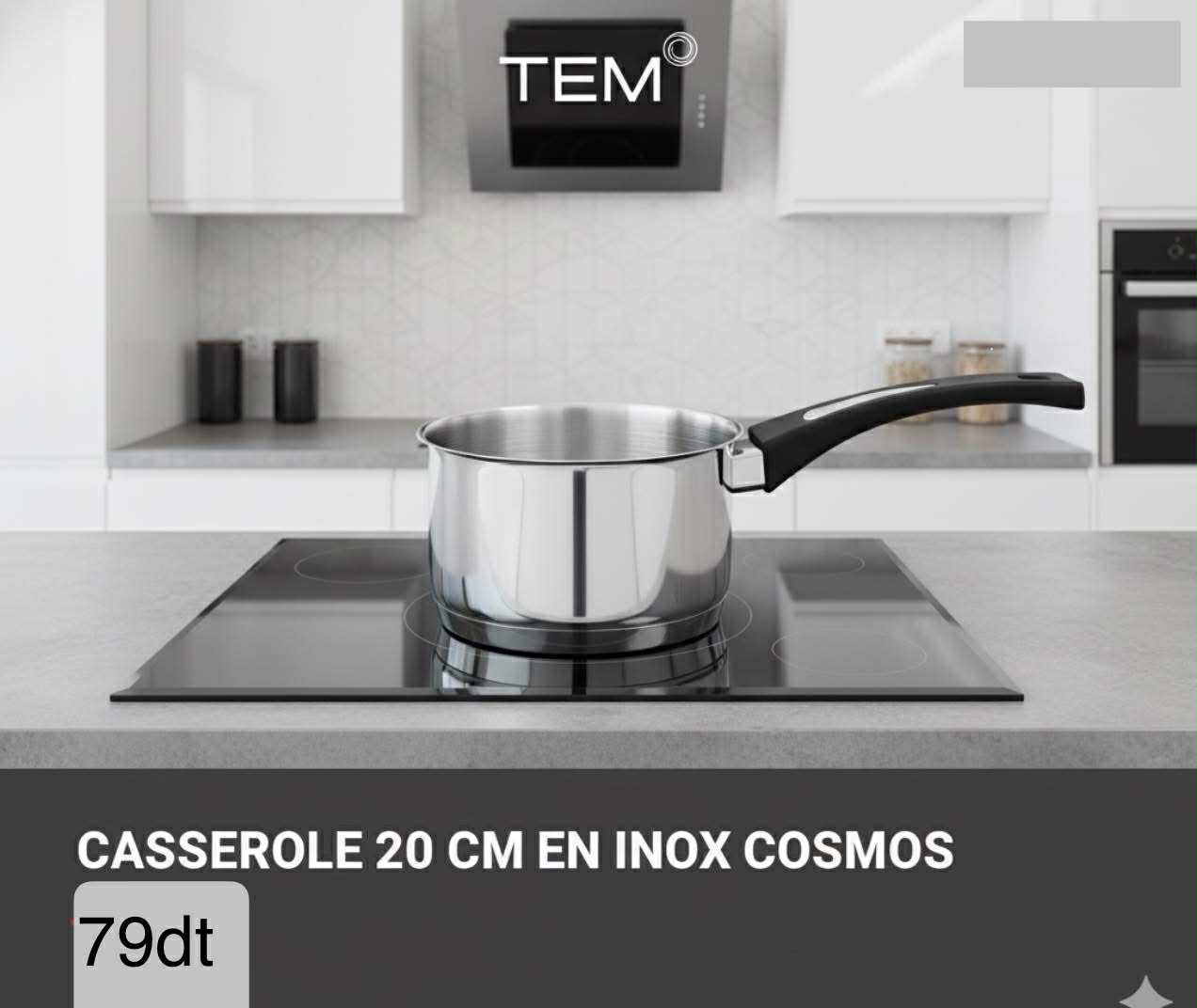 CASSEROLE 20 CM EN INOX COSMOS
