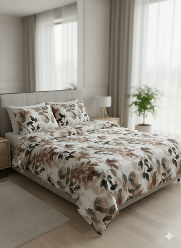 Parure 2 Place coton; – Motif Fleuri | Drap, Drap Housse ; 2 Taie d’Oreiller [ A6