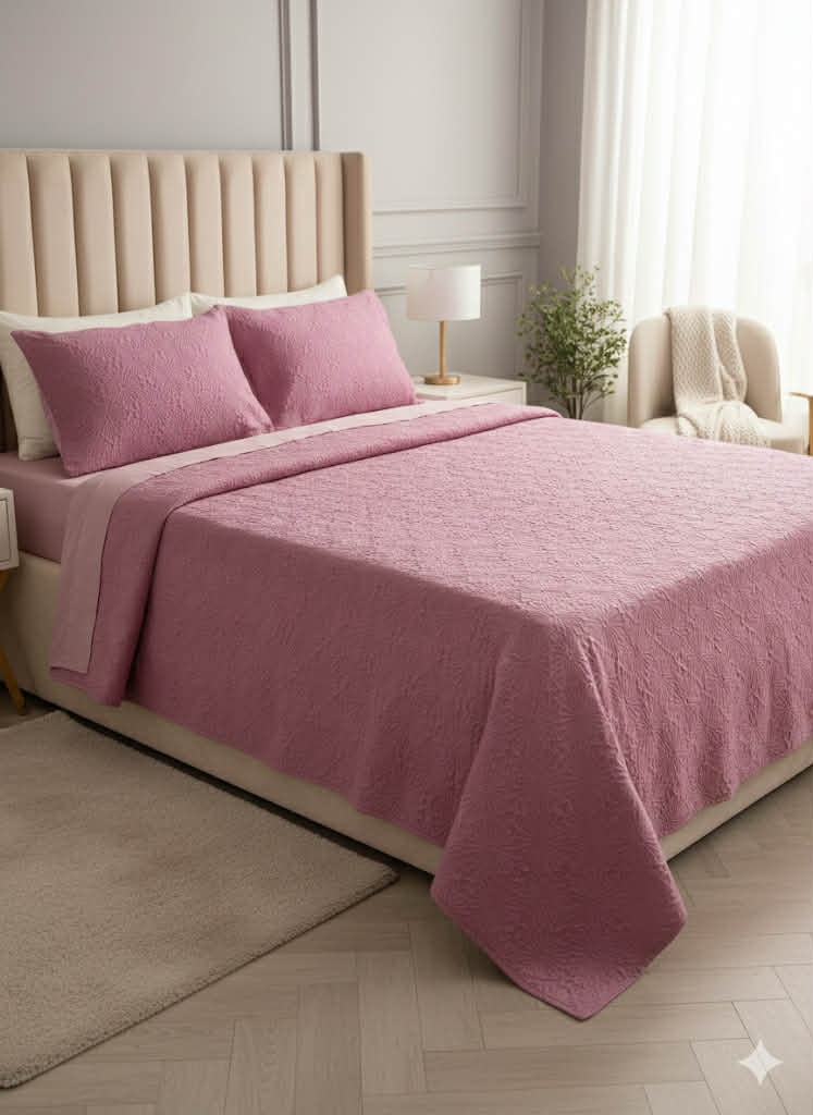 Parure; 2 Place; – rose-violet martoule| Drap, Drap Housse ; 2 Taie d’Oreiller