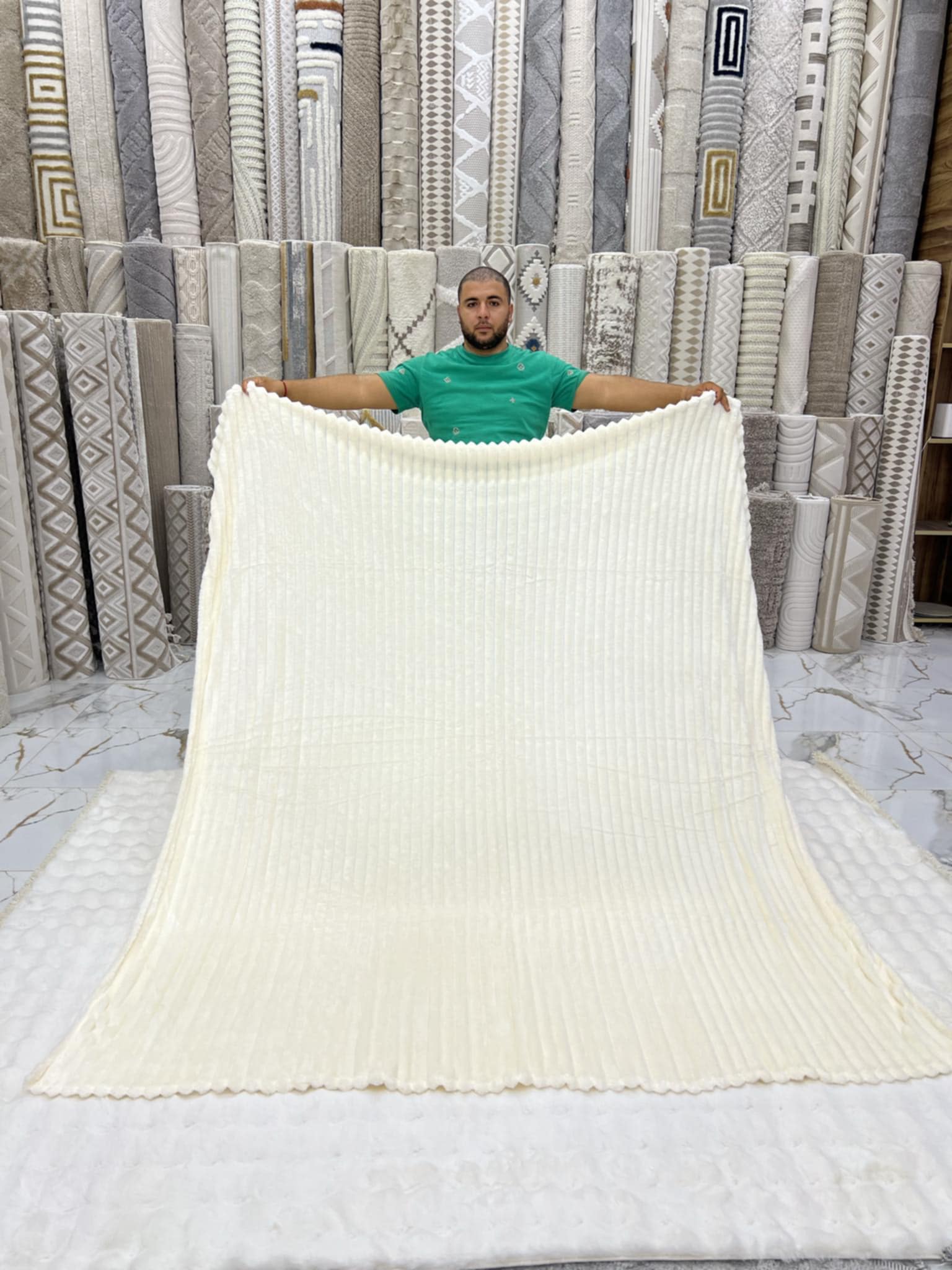 Couverture 2 Places 200/230  – Fausse Fourrure Lapin - Blanc