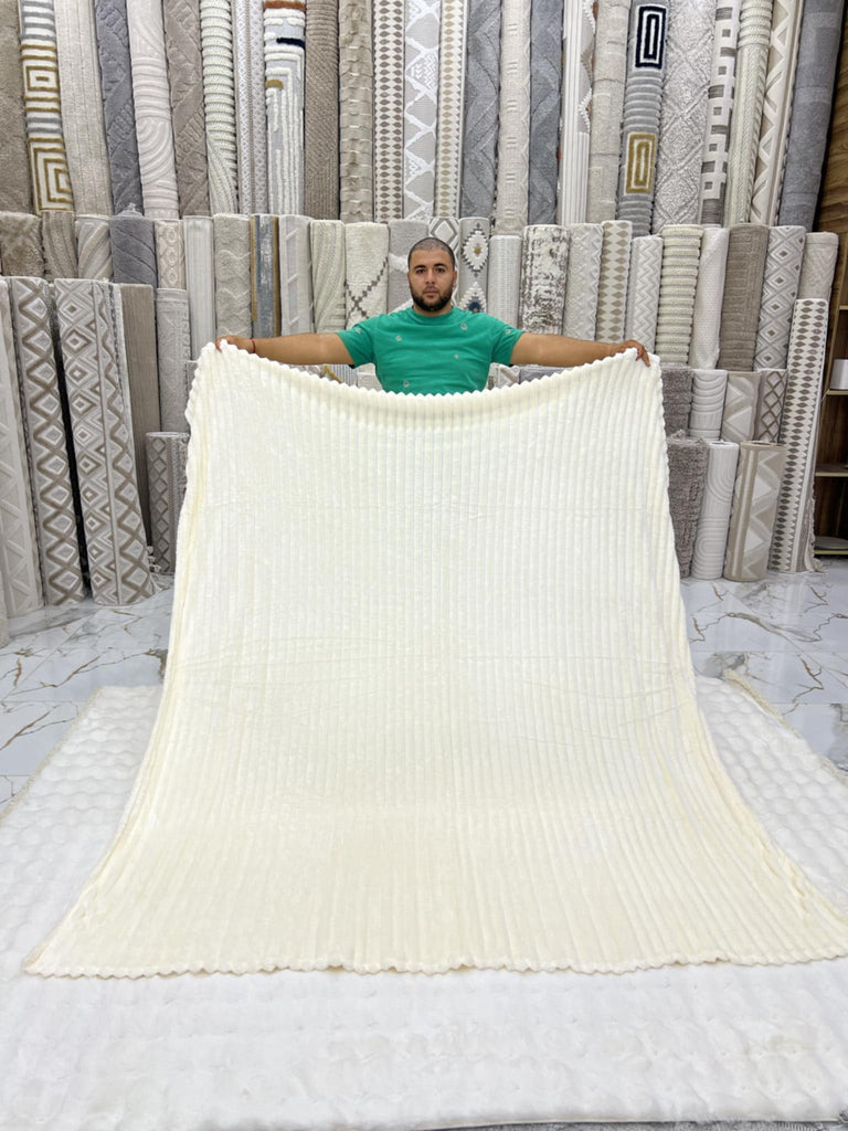 Couverture 2 Places 200/230  – Fausse Fourrure Lapin - Blanc