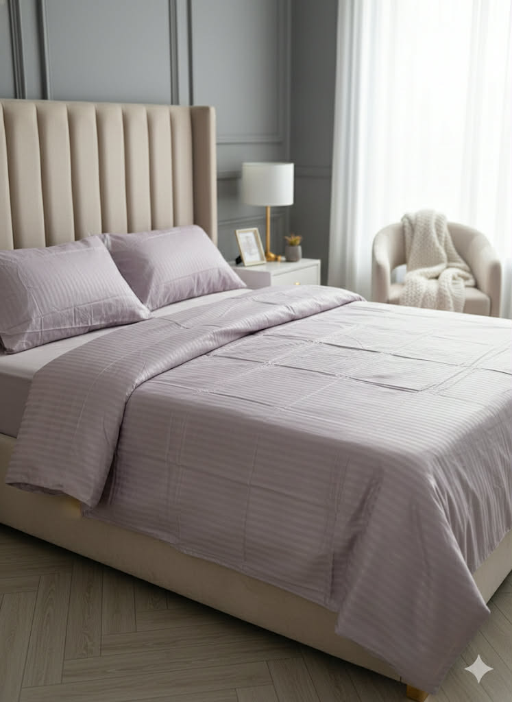 Parure 2 Places – Coton rose-violet Réel | Drap, Drap Housse & Taies d’Oreiller -