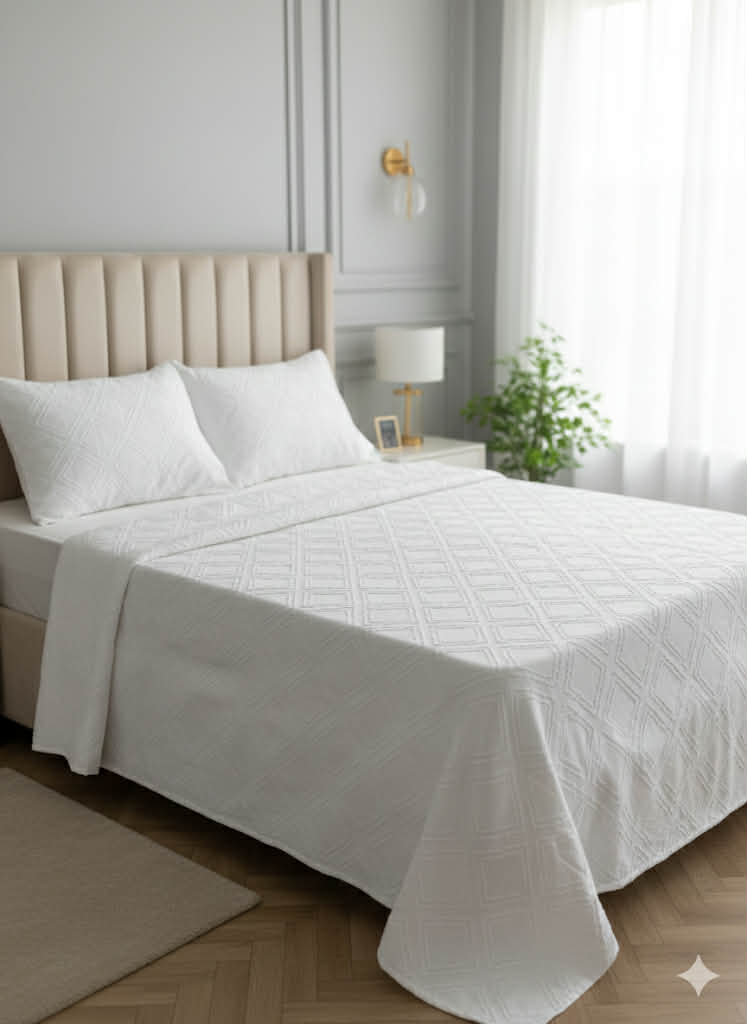 Parure; 2 Place; – blanc carro | Drap, Drap Housse ; 2 Taie d’Oreiller