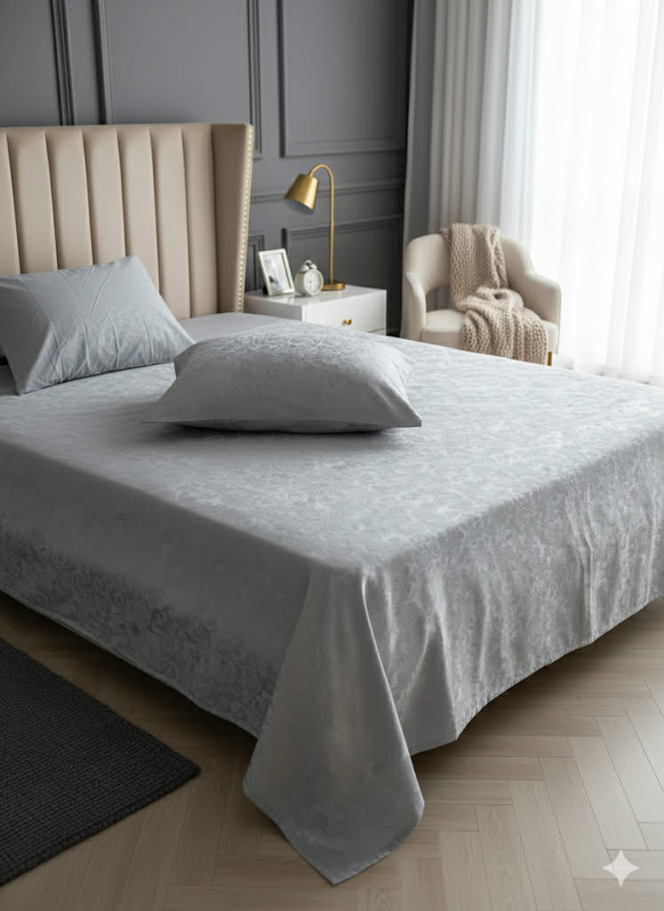 Parure 2 Places – Coton gris barouk | Drap, Drap Housse & Taies d’Oreiller -