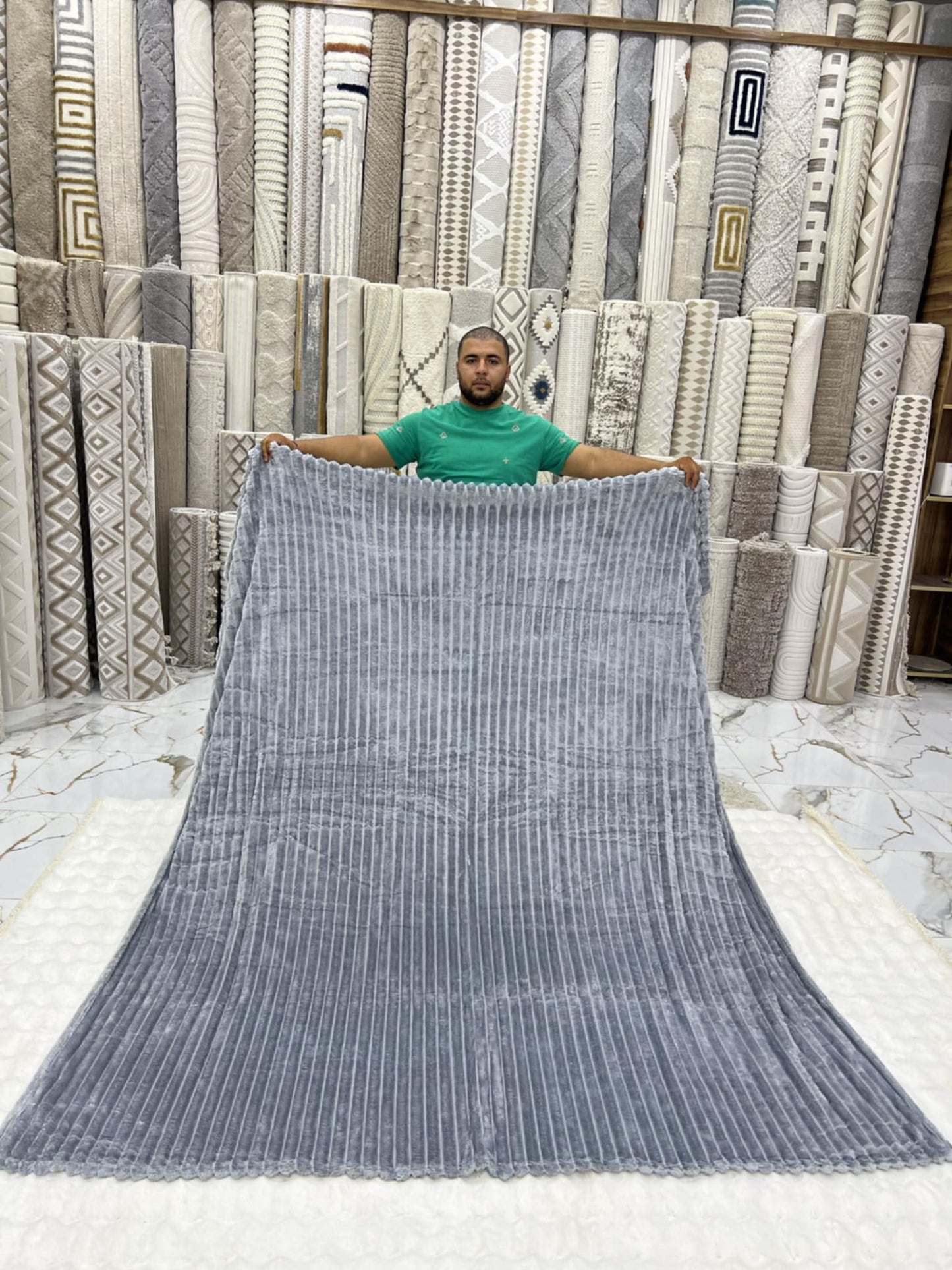 Couverture 2 Places 200/230  – Fausse Fourrure Lapin - Gris