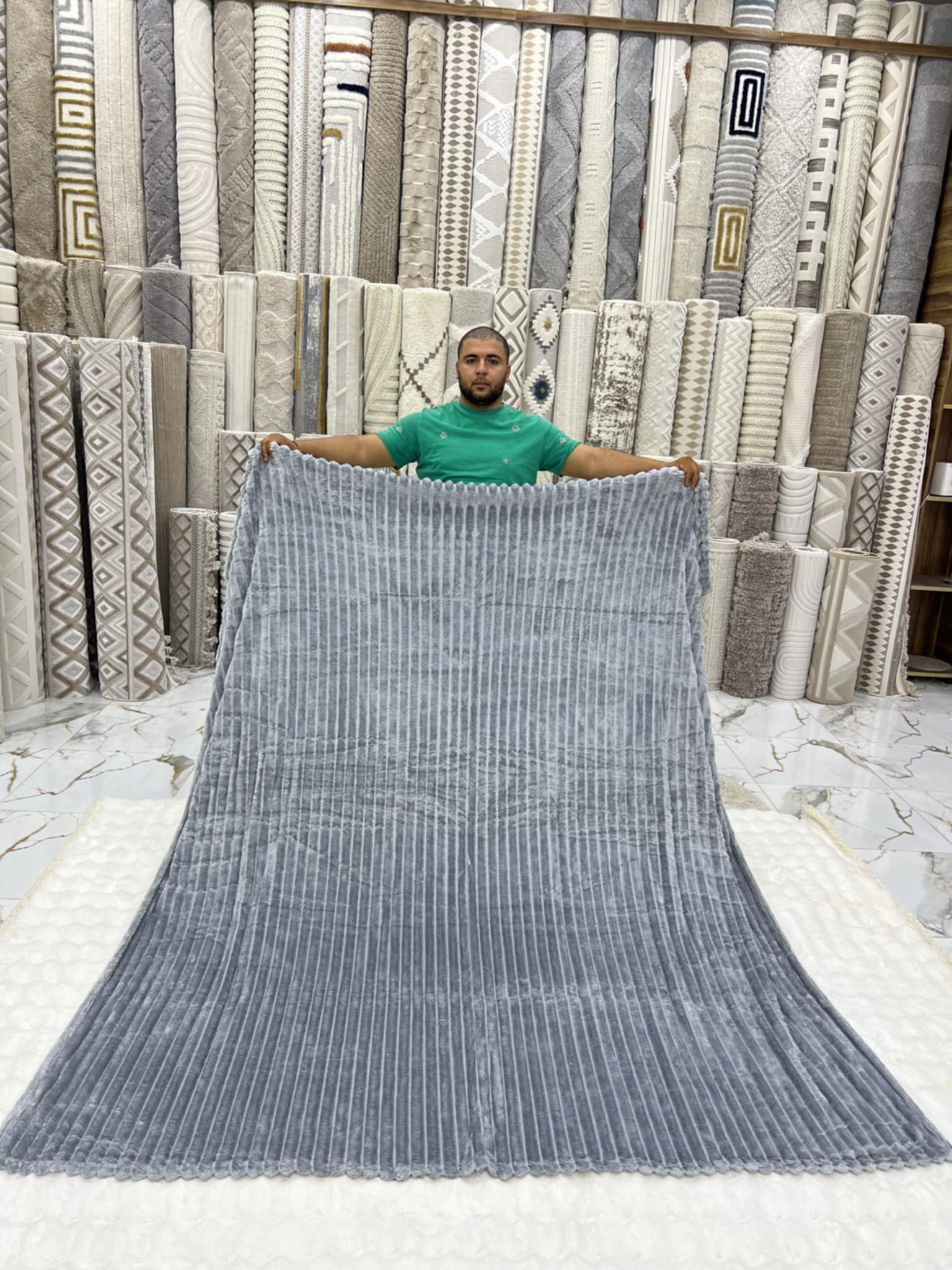 Couverture 2 Places 200/230  – Fausse Fourrure Lapin - Gris