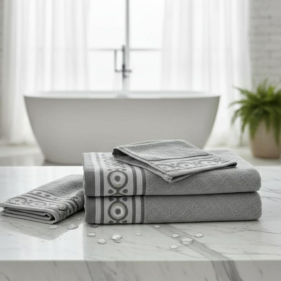 100% coton -بشاكر قطعتين بنقشة – [ bkr Gris