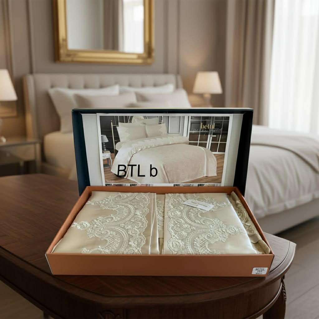 Pack 6 Pièces : Drap + Drap Housse + 2 coussins - Betul beige