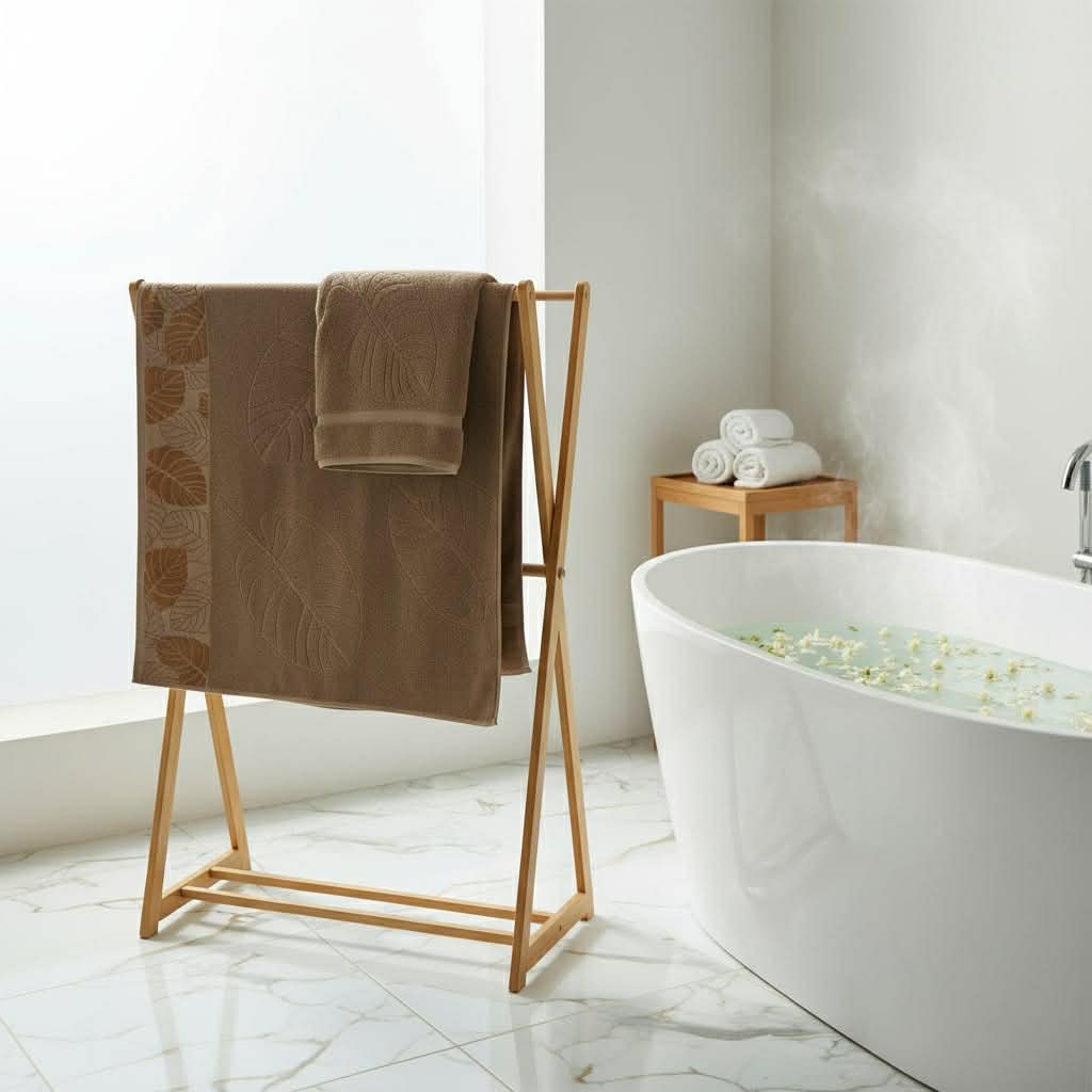 100% coton -بشاكر قطعتين بنقشة –[ bkw Marron