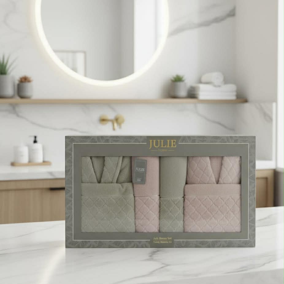 Cape de Bain Julia 6 Pièces – Homme & Femme (beige / Rose)