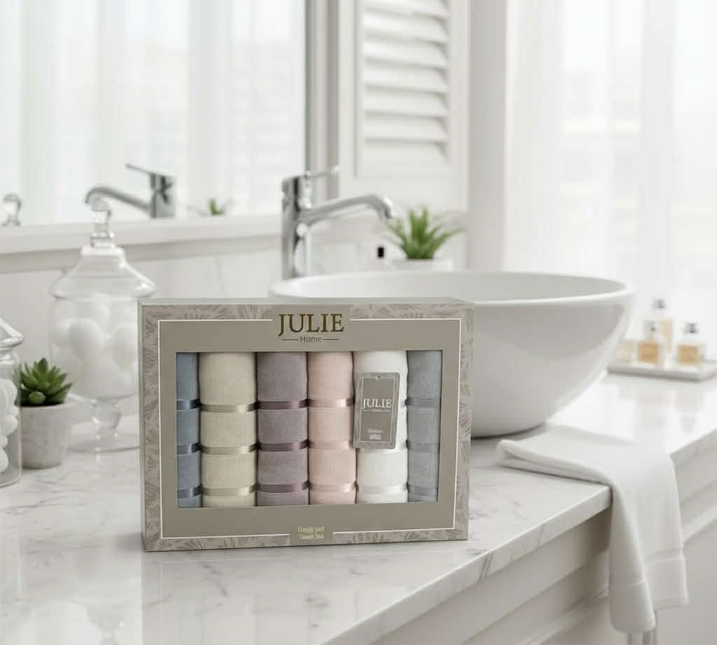 Lot de 6 Serviettes de Bain Julia 90x50cm – Rayé