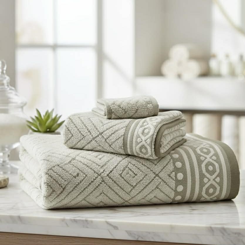 100% coton -بشاكر قطعتين بنقشة – [ bkr vert clair