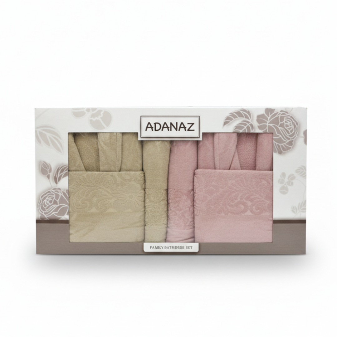 Cape de Bain Adanaz 6 Pièces – Homme & Femme (beige / Rose)
