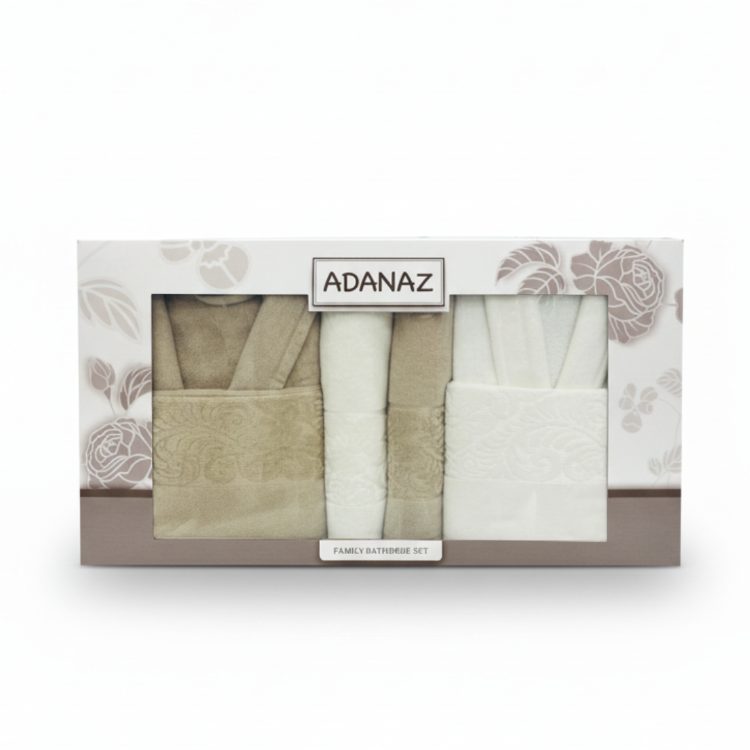 Cape de Bain Adanaz 6 Pièces – Homme & Femme (beige / blanc)