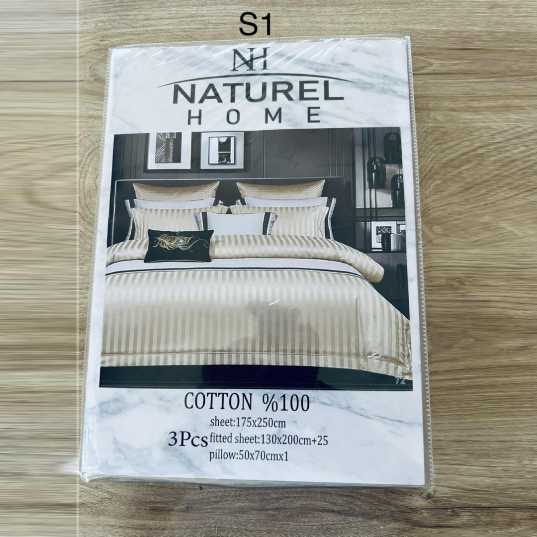 Parure 1 Place et Demi Coton - Beige clair - Natural Home