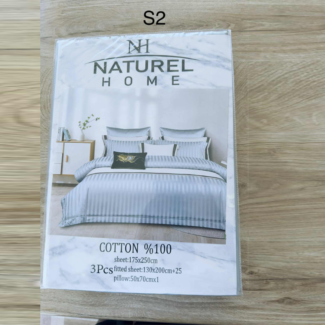 Parure 1 Place et Demi Coton - Gris clair - Natural Home