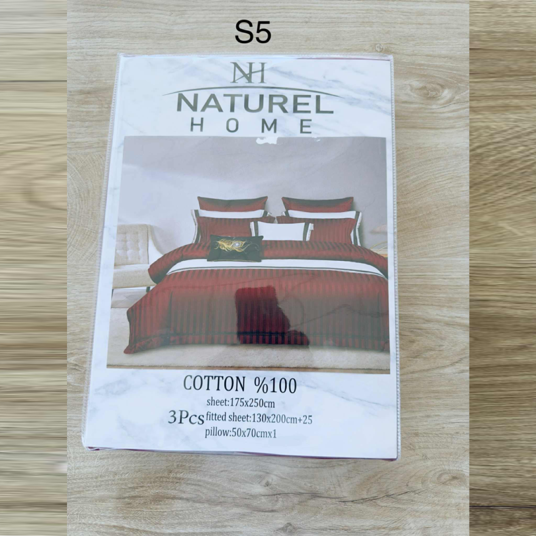 Parure 1 Place et Demi Coton - Rouge bordeaux - Natural Home