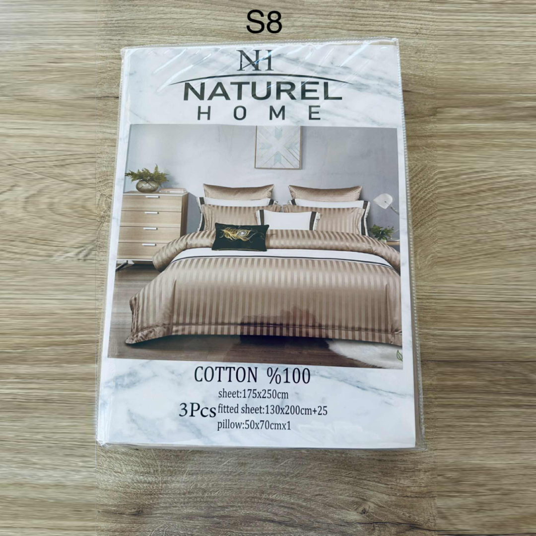 Parure 1 Place et Demi Coton - Beige foncé - Natural Home