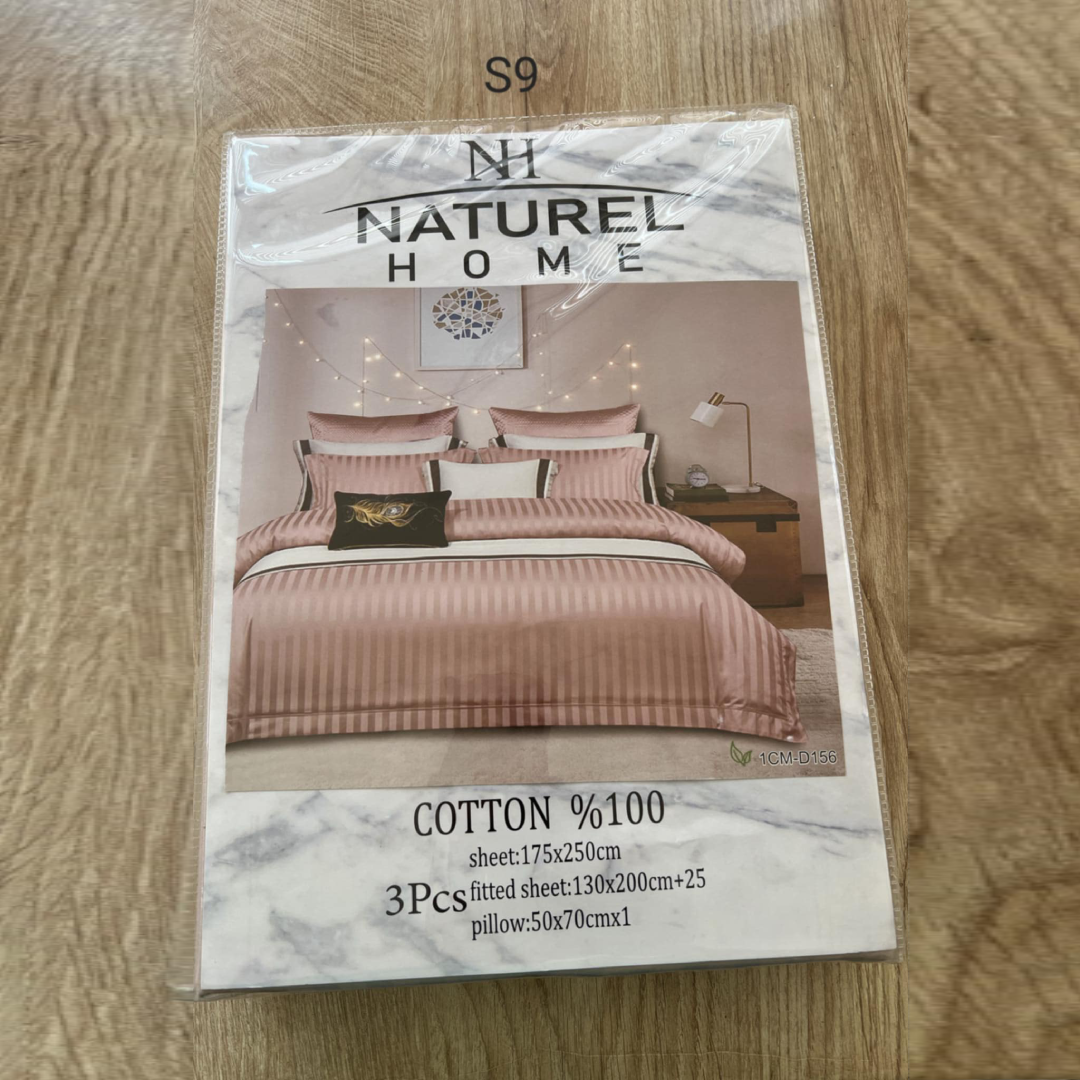 Parure 1 Place et Demi Coton - Saumon - Natural Home