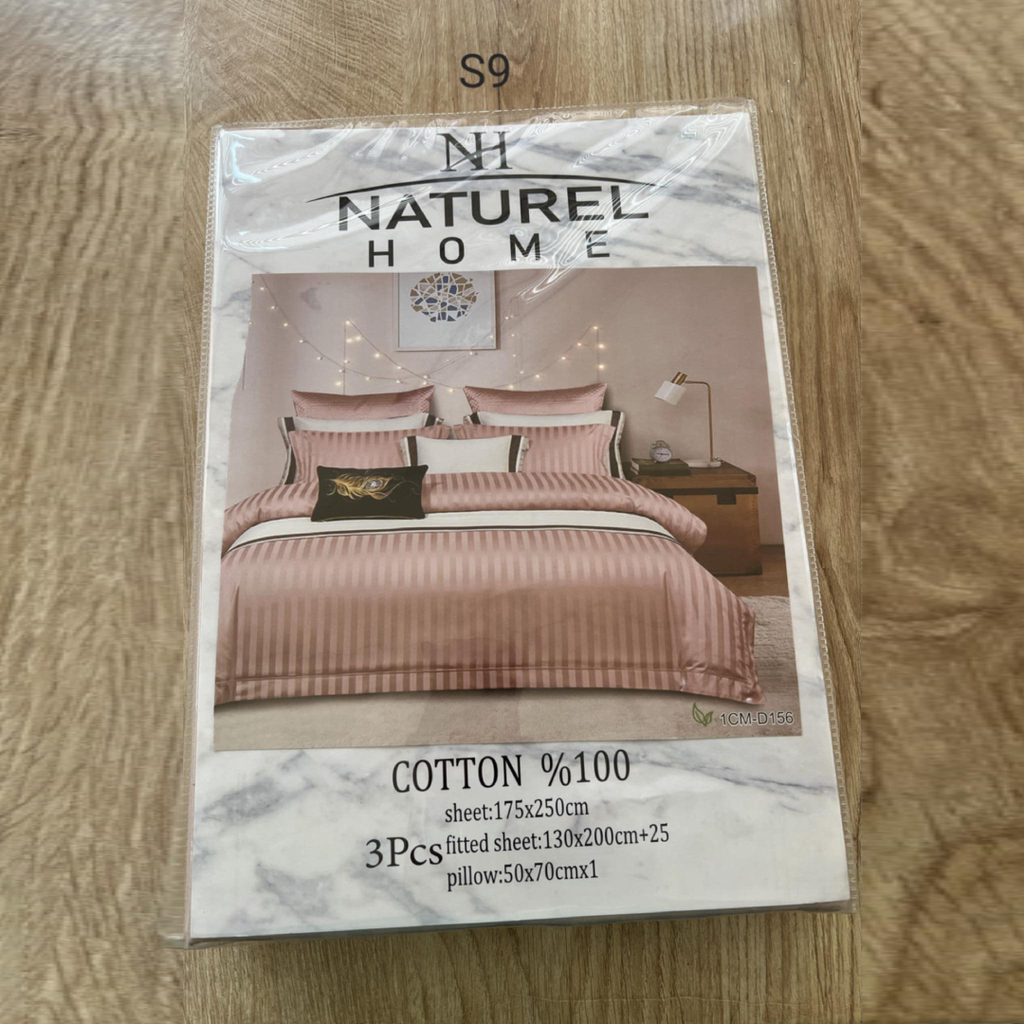 Parure 1 Place et Demi Coton - Saumon - Natural Home