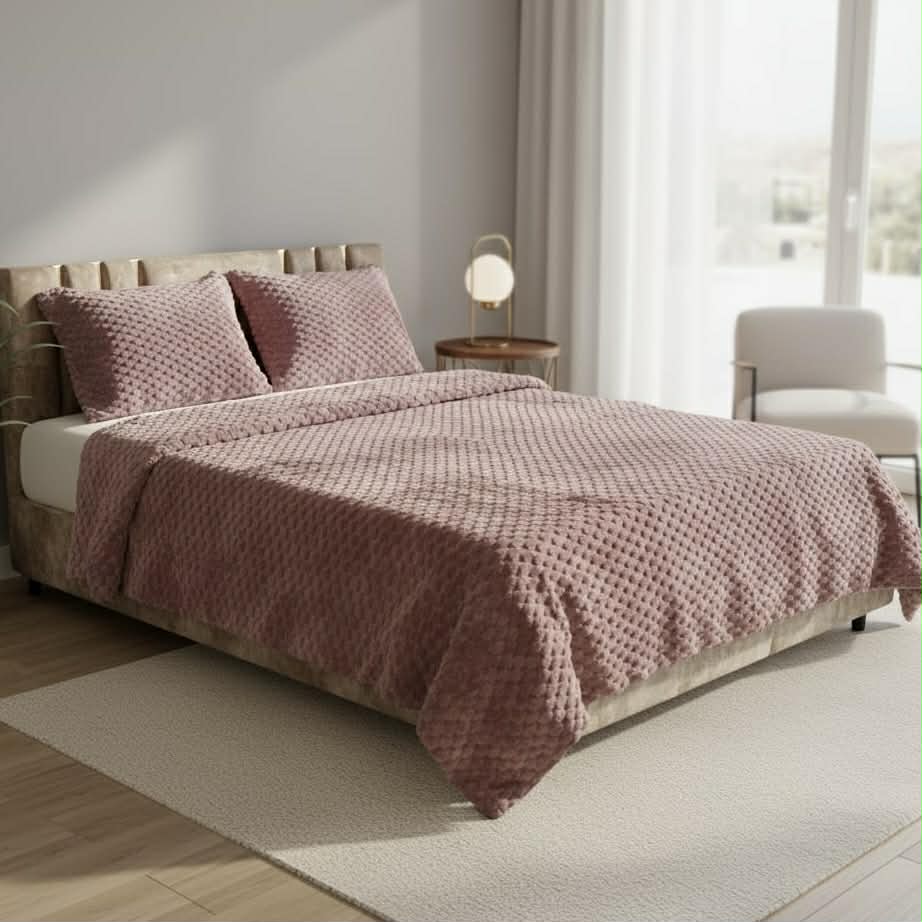 Couverture 2 Places + 2 coussin 70/50 – Fausse Fourrure lapin| 200 x 230 cm