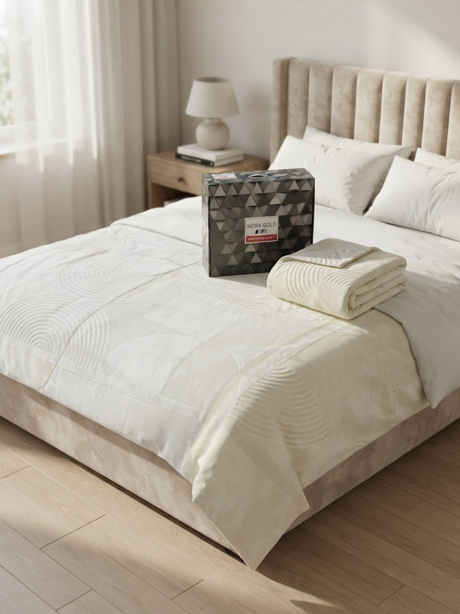 Couverture Mora Gold 220×240/ blanc casse