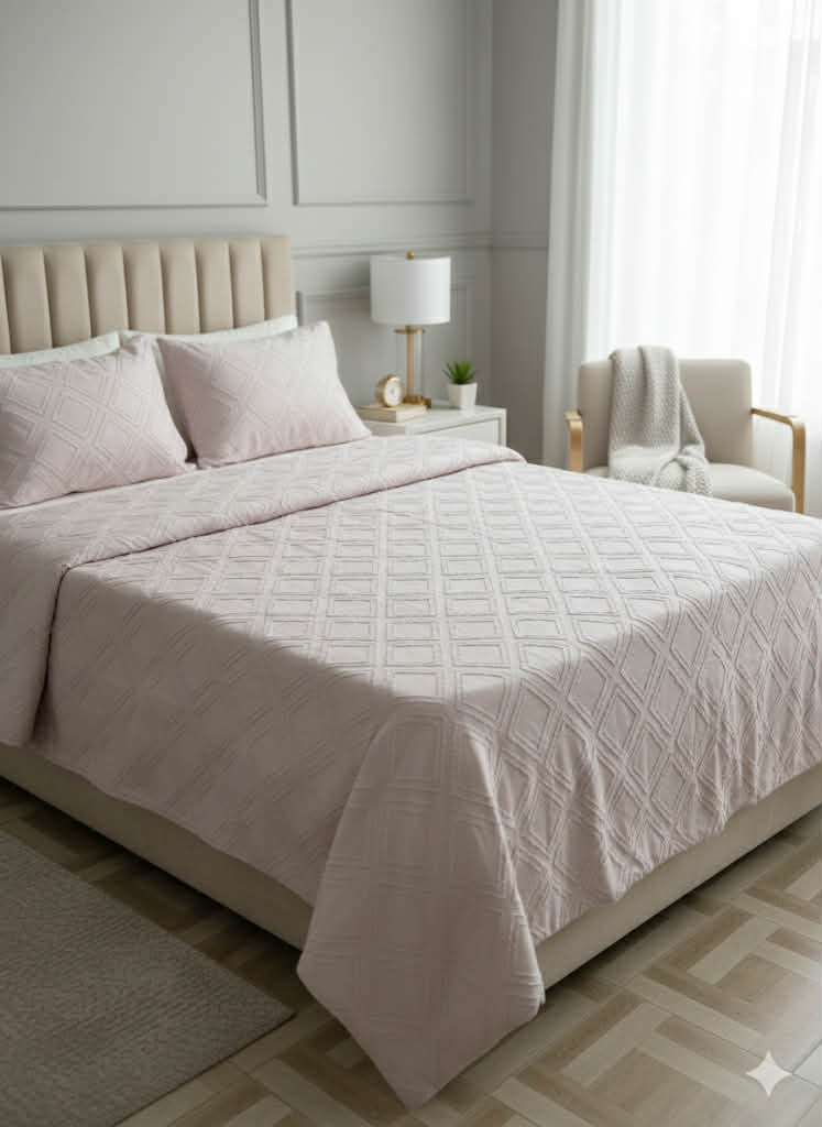 Parure; 2 Place; – rose claire carro | Drap, Drap Housse ; 2 Taie d’Oreiller