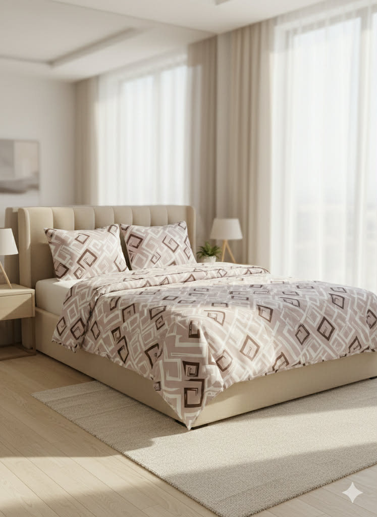 Parure 2 Place coton; – Motif Fleuri | Drap, Drap Housse ; 2 Taie d’Oreiller [ A5