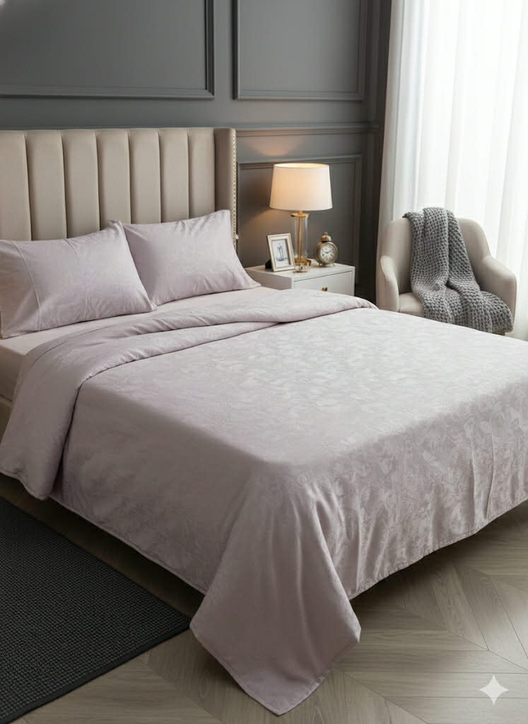 Parure 2 Places – Coton rose-violet barouk | Drap, Drap Housse & Taies d’Oreiller -