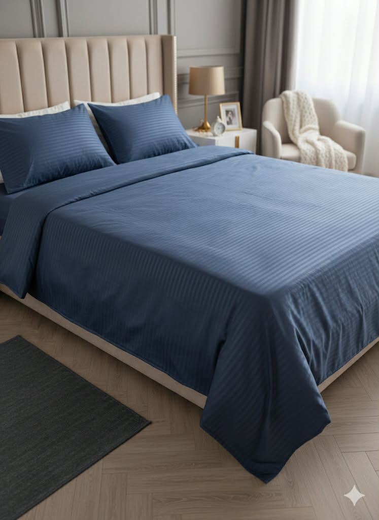 Parure 2 Places – Coton bleu Réel | Drap, Drap Housse & Taies d’Oreiller -