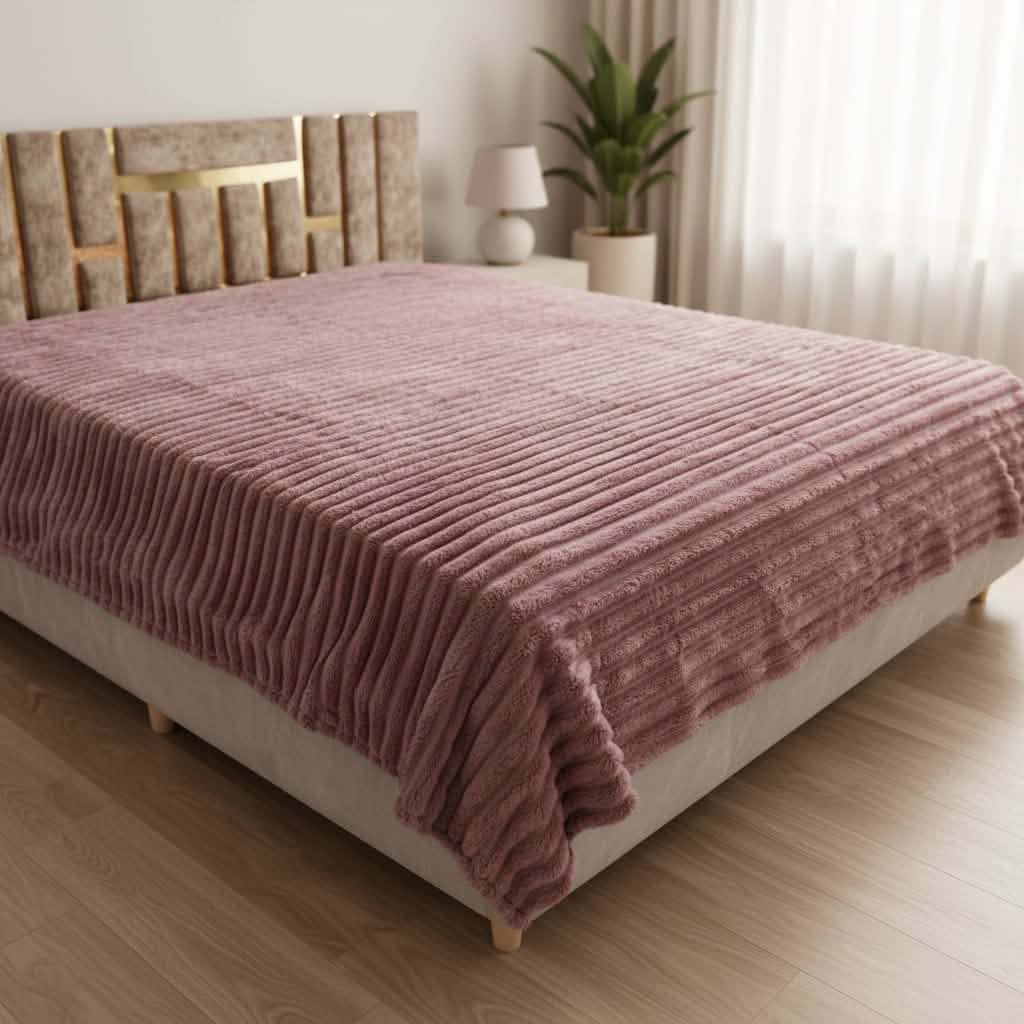 Couverture 2 Places – Fausse Fourrure Lapin violet| 200 x 230 cm