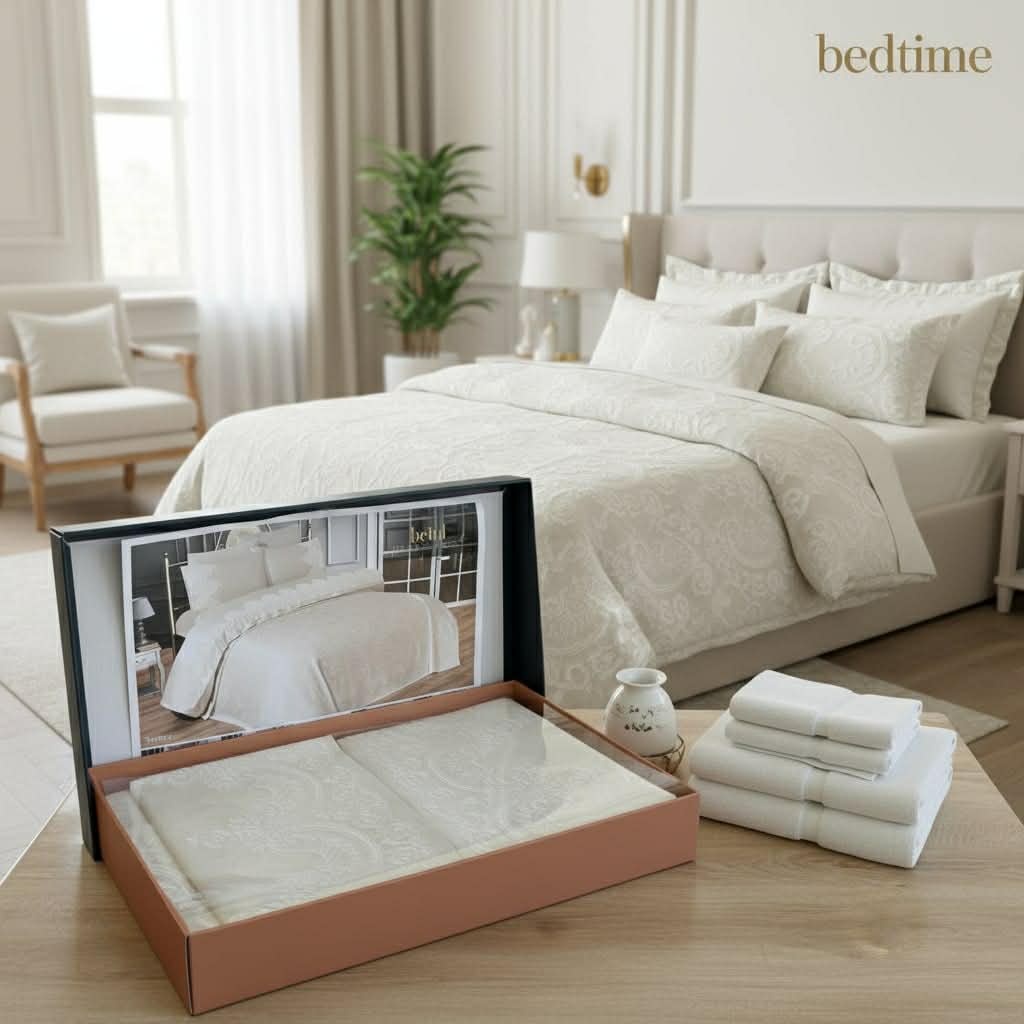 Pack 6 Pièces : Drap + Drap Housse + 2 coussins - Betul beige