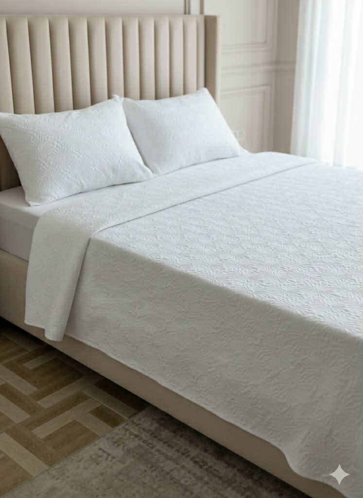 Parure; 2 Place; – blanc martoule| Drap, Drap Housse ; 2 Taie d’Oreiller