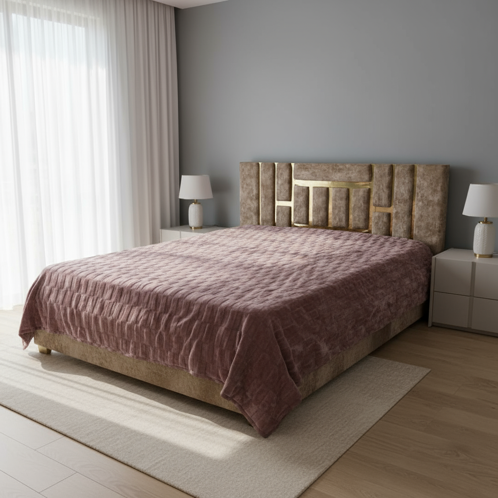 Couverture 2 Places – Fausse Fourrure Lapin violet  | 200 x 230 cm