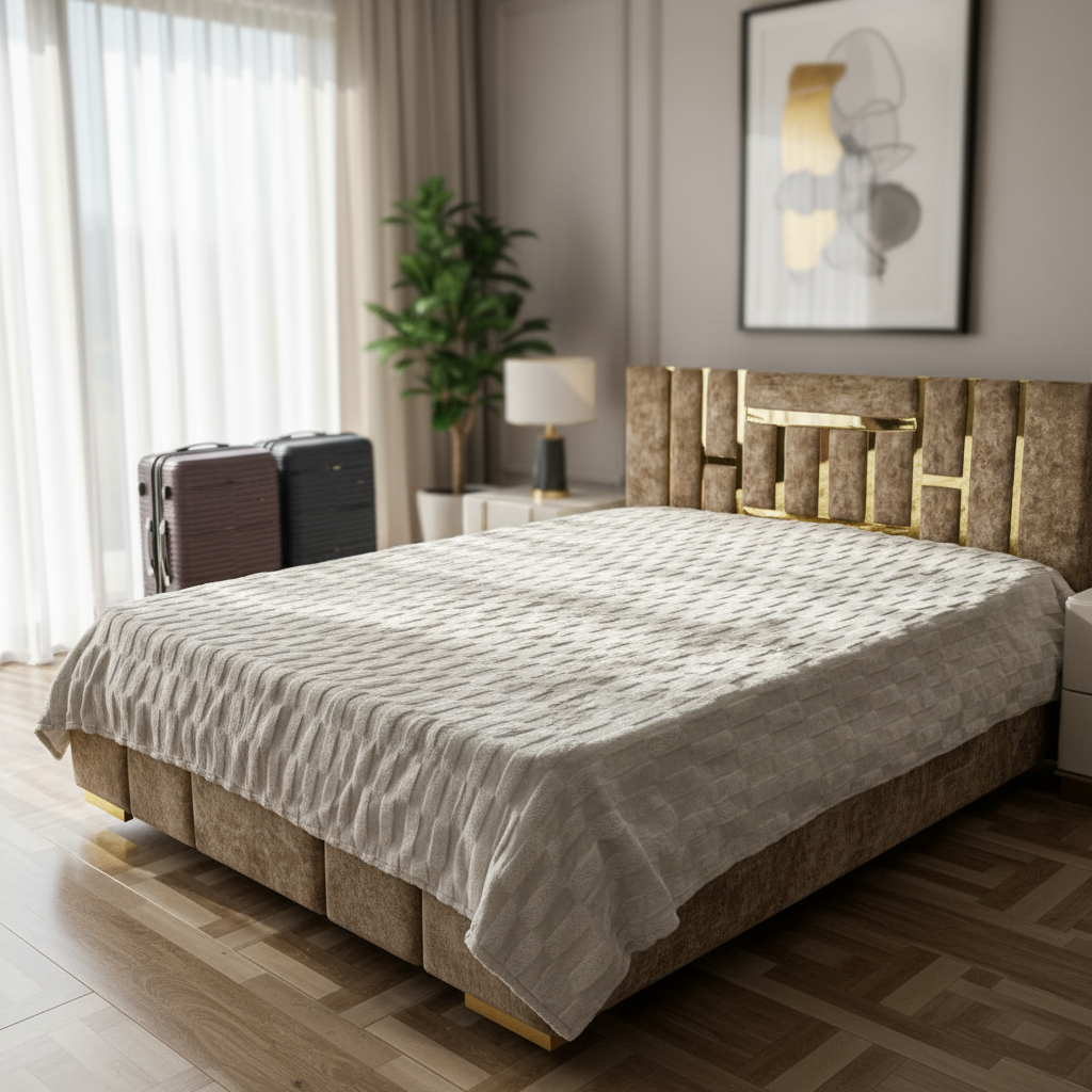 Couverture 2 Places – Fausse Fourrure Lapin gris clair | 200 x 230 cm