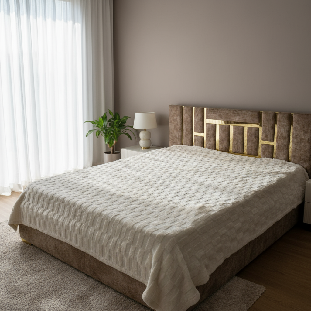 Couverture 2 Places – Fausse Fourrure Lapin  blanc| 200 x 230 cm