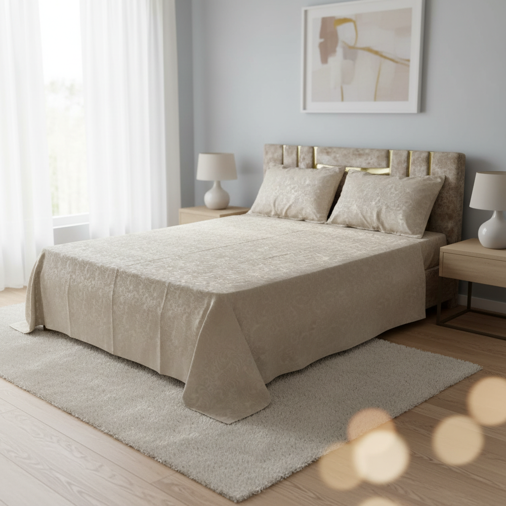 Parure 2 Places – Coton biege clair barouk | Drap, Drap Housse & Taies d’Oreiller -