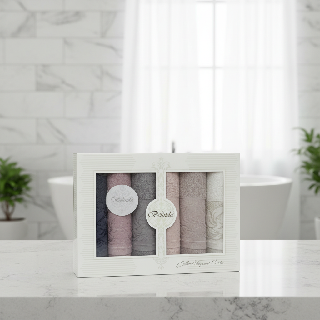 Lot de 6 Serviettes de Bain belinda 90x50cm –  cotton jacquard