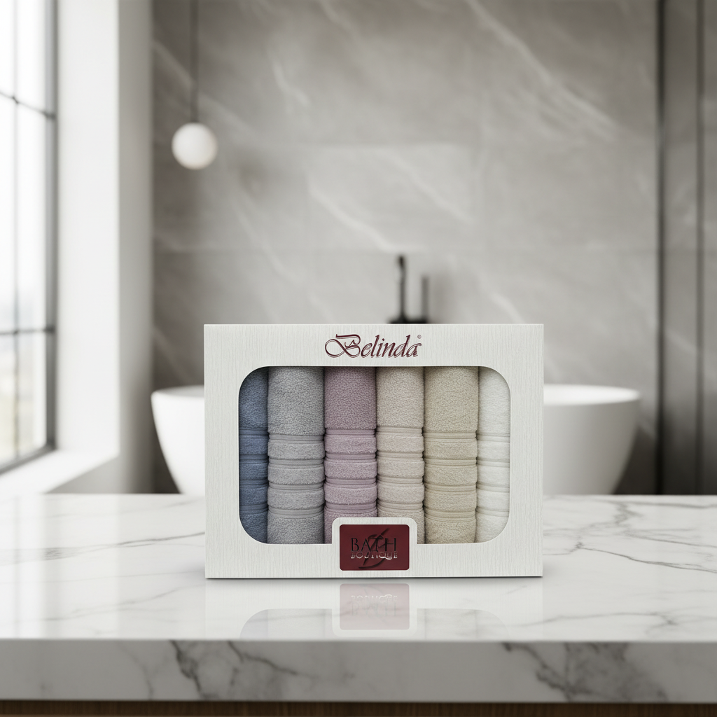 Lot de 6 Serviettes de Bain belinda 90x50cm –  bath boutique