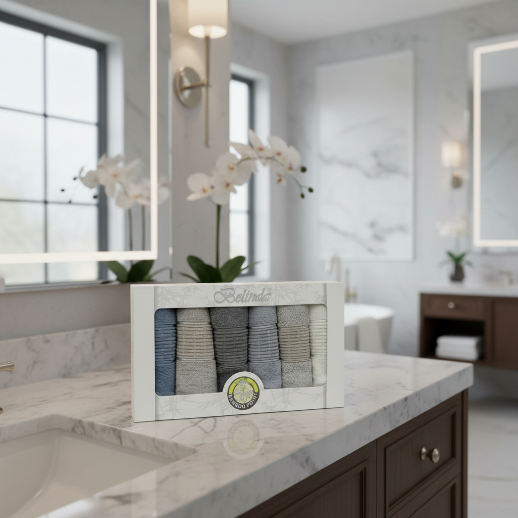 Lot de 6 Serviettes de Bain entim belinda 30x50cm –  bambo