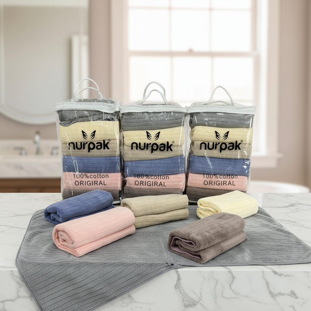 Lot de 6 Serviettes de Bain – Nurpak Collection | 90 x 50 cm