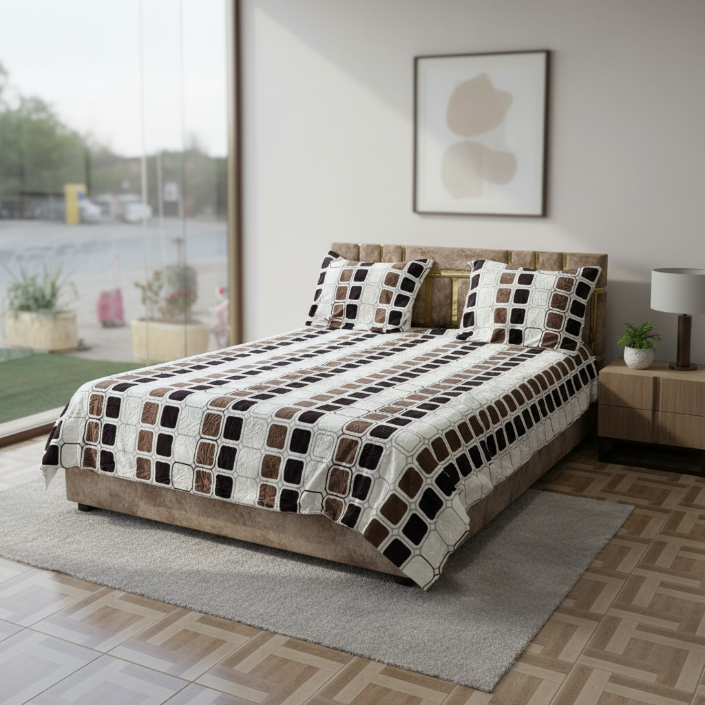 Couverture 2 Places + 2 coussin – Fausse Fourrure; coton J | 200 x 230 cm