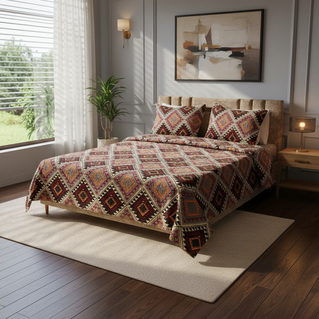 Couverture 2 Places + 2 coussin – Fausse Fourrure; coton  A | 200 x 230 cm