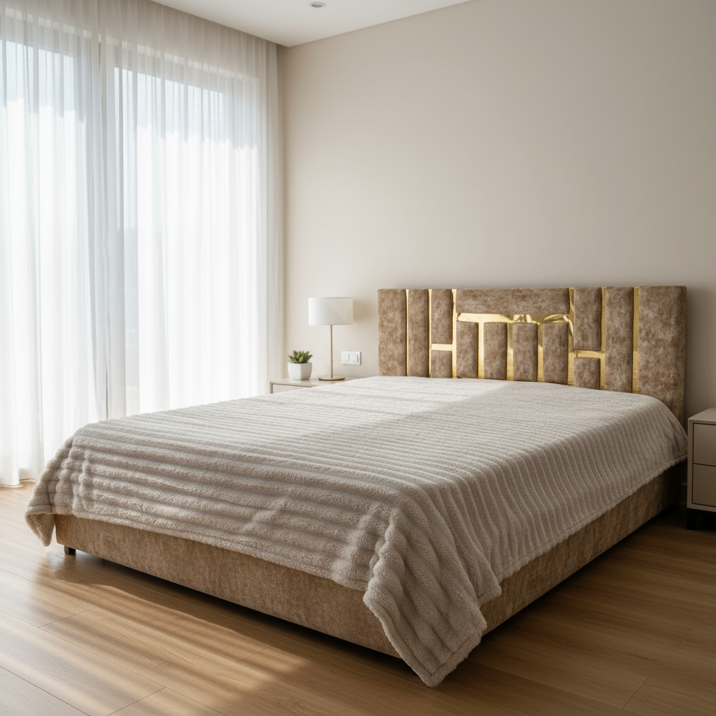 Couverture 2 Places – Fausse Fourrure Lapin  gris clair | 200 x 230 cm