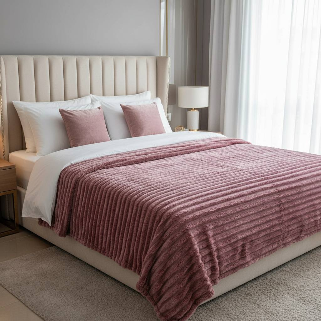 Couverture 2 Places – Fausse Fourrure Lapin violet| 200 x 230 cm