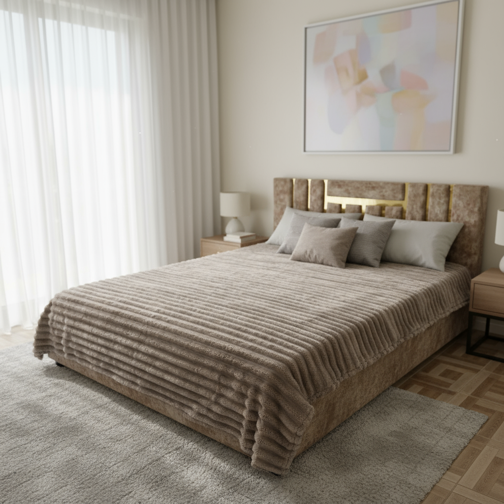 Couverture 2 Places – Fausse Fourrure Lapin greej | 200 x 230 cm