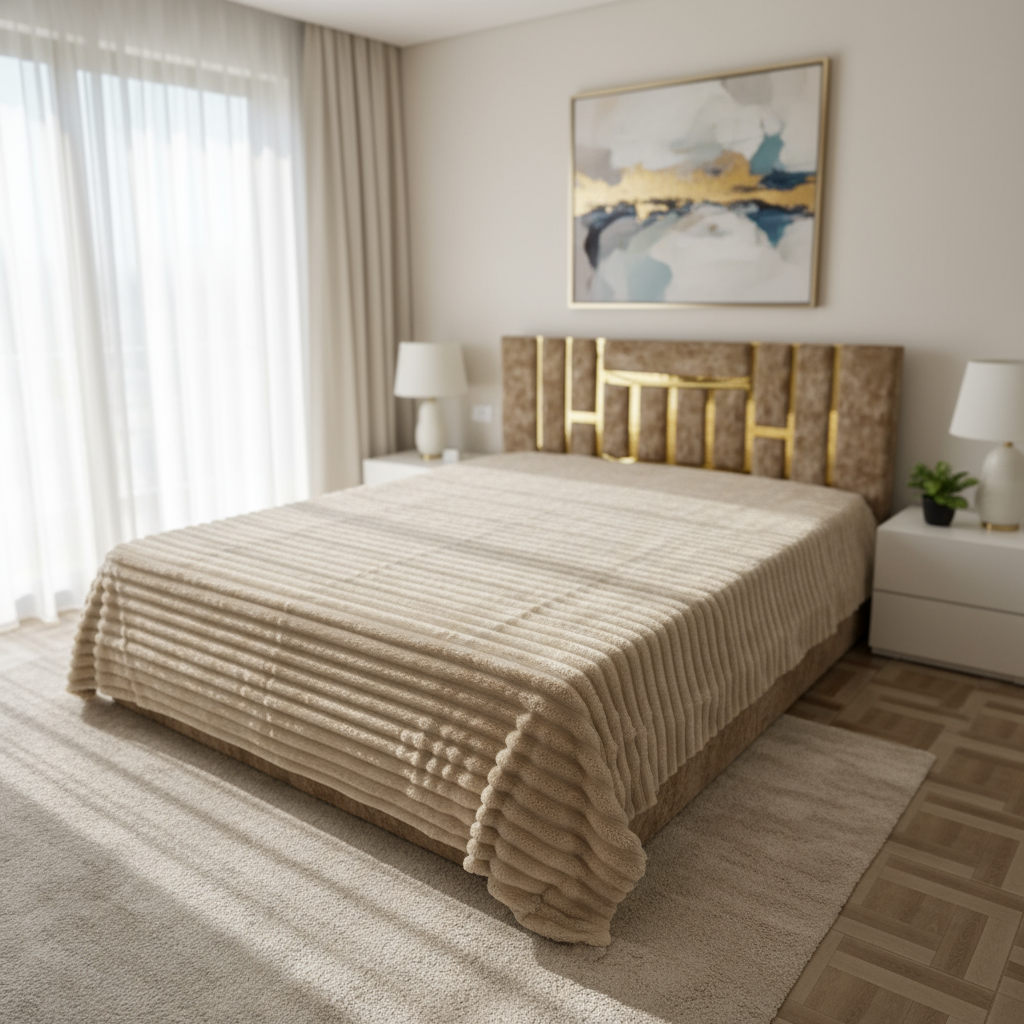 Couverture 2 Places – Fausse Fourrure Lapin beige | 200 x 230 cm