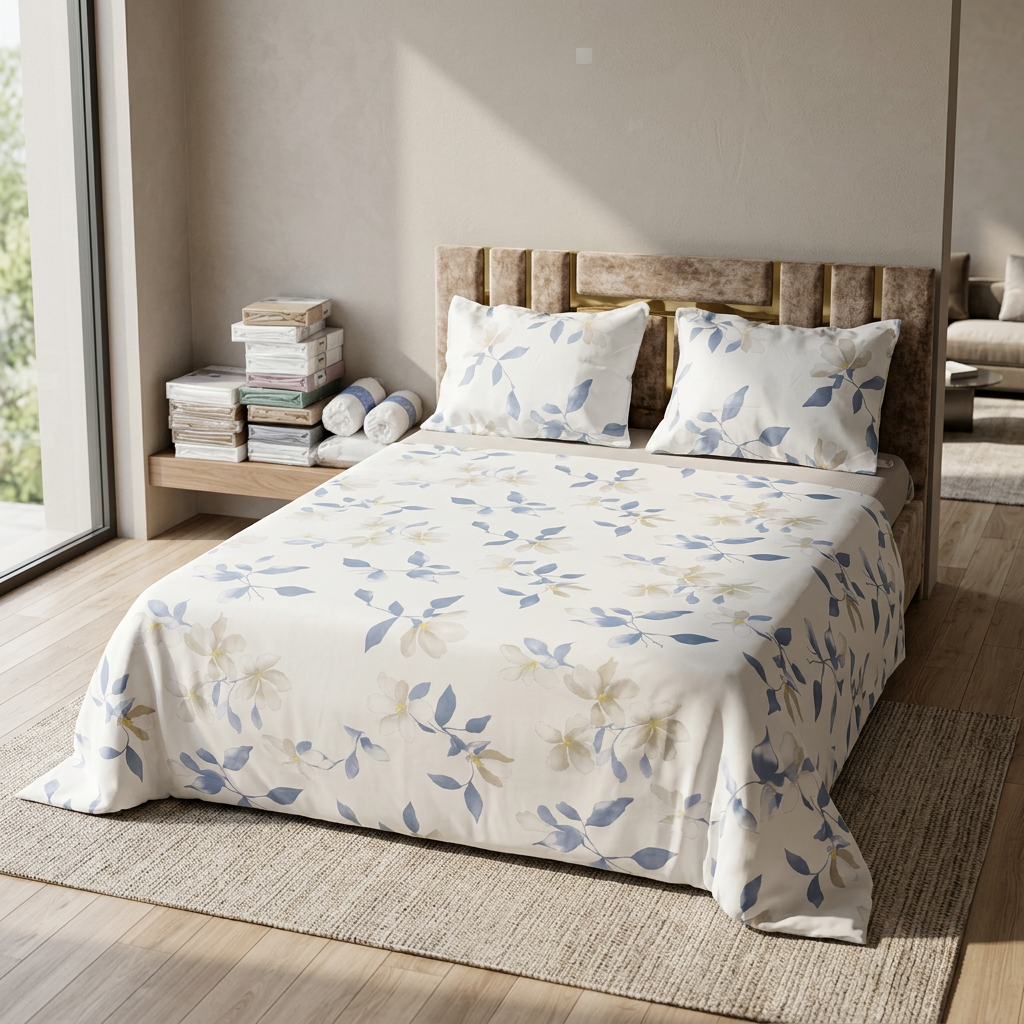 Parure 2 Place coton; – Motif Fleuri [ b3