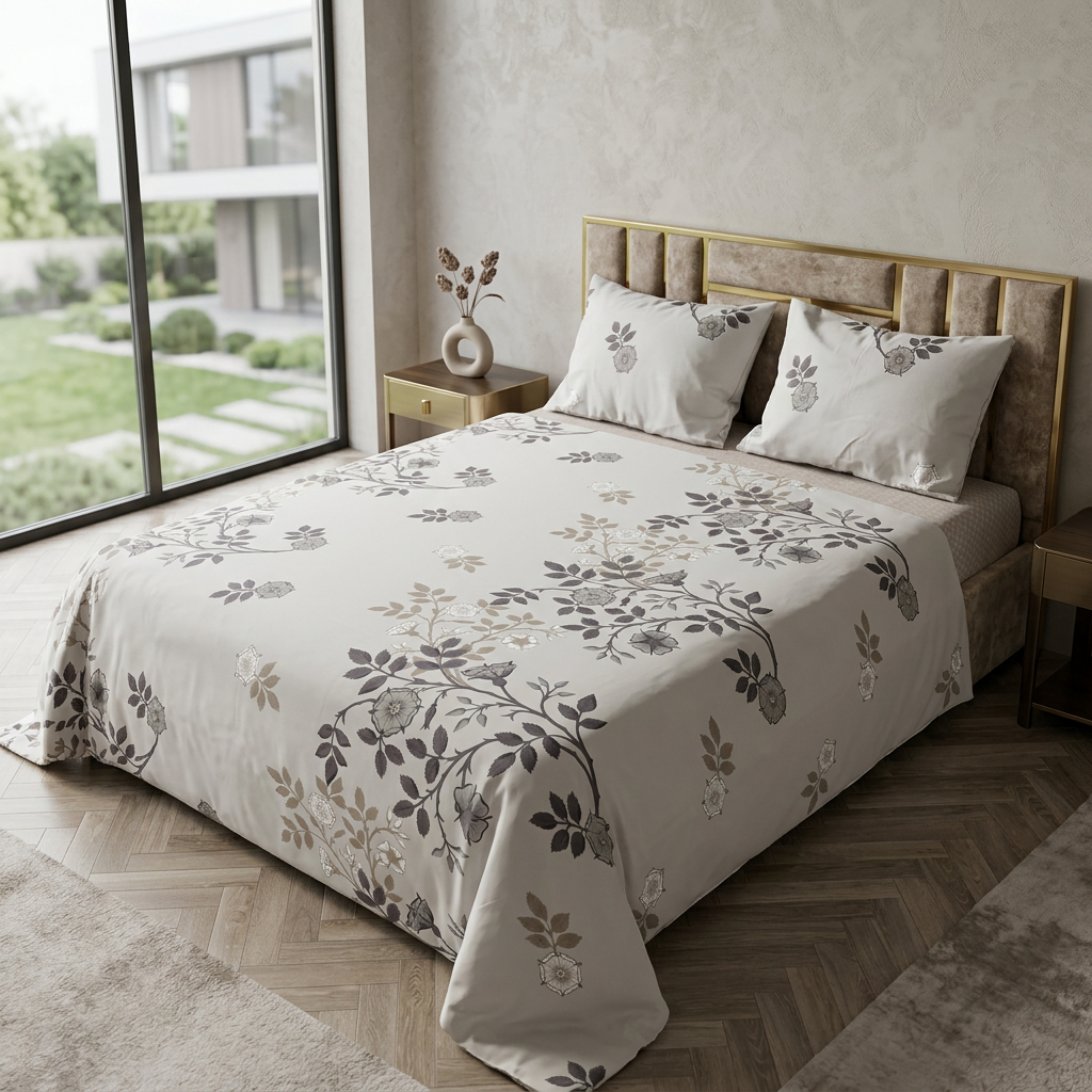 Parure 2 Place coton; – Motif Fleuri [ b1