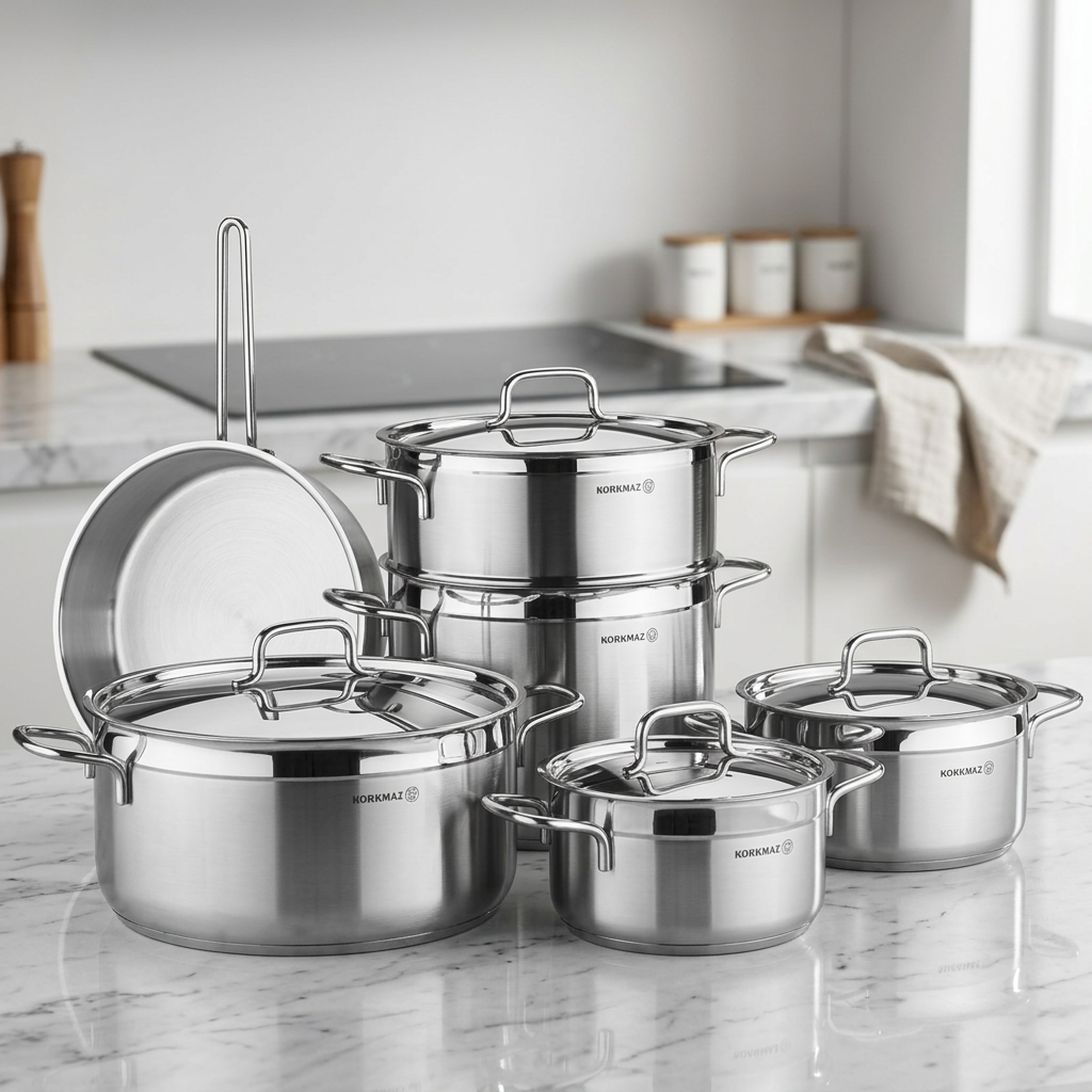 BATTERIE DE CUISINE KORKMAZ ALPHA 10 PIÈCES INOX